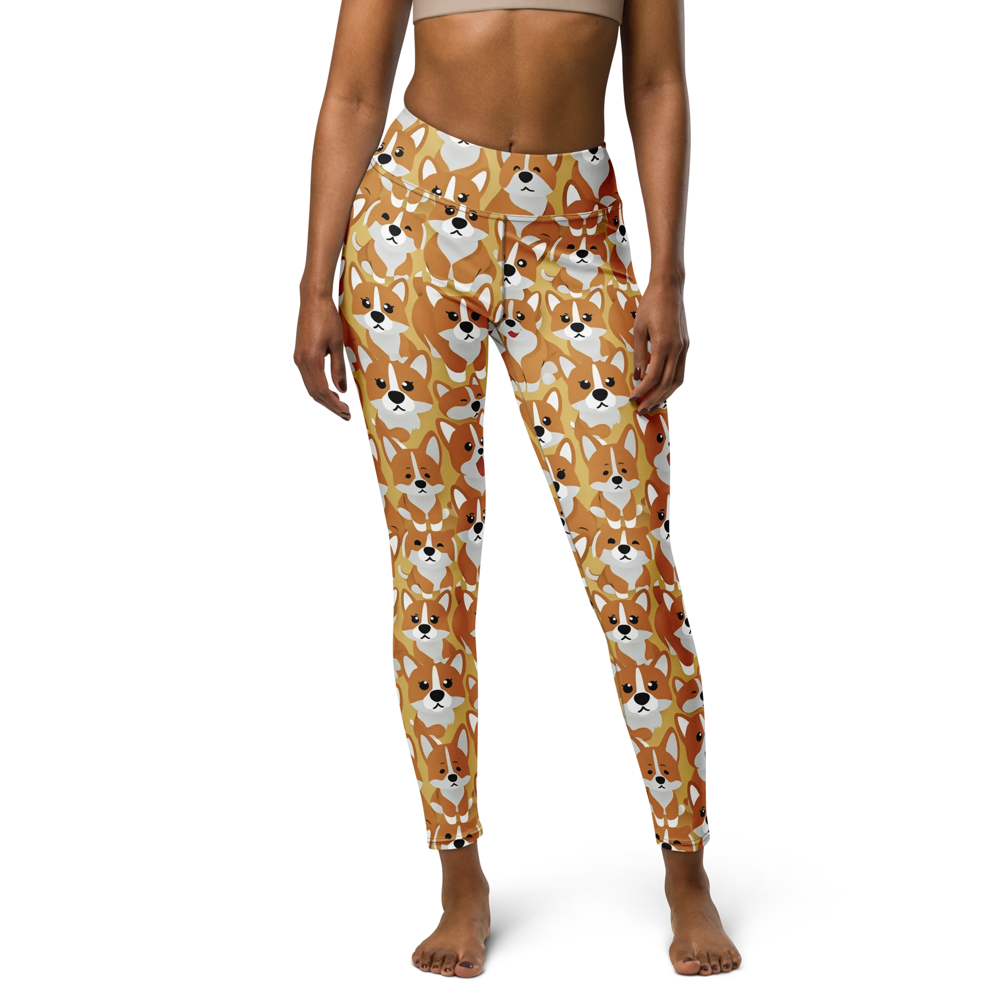 Amber Corgi Parade on Yoga Leggings — Front