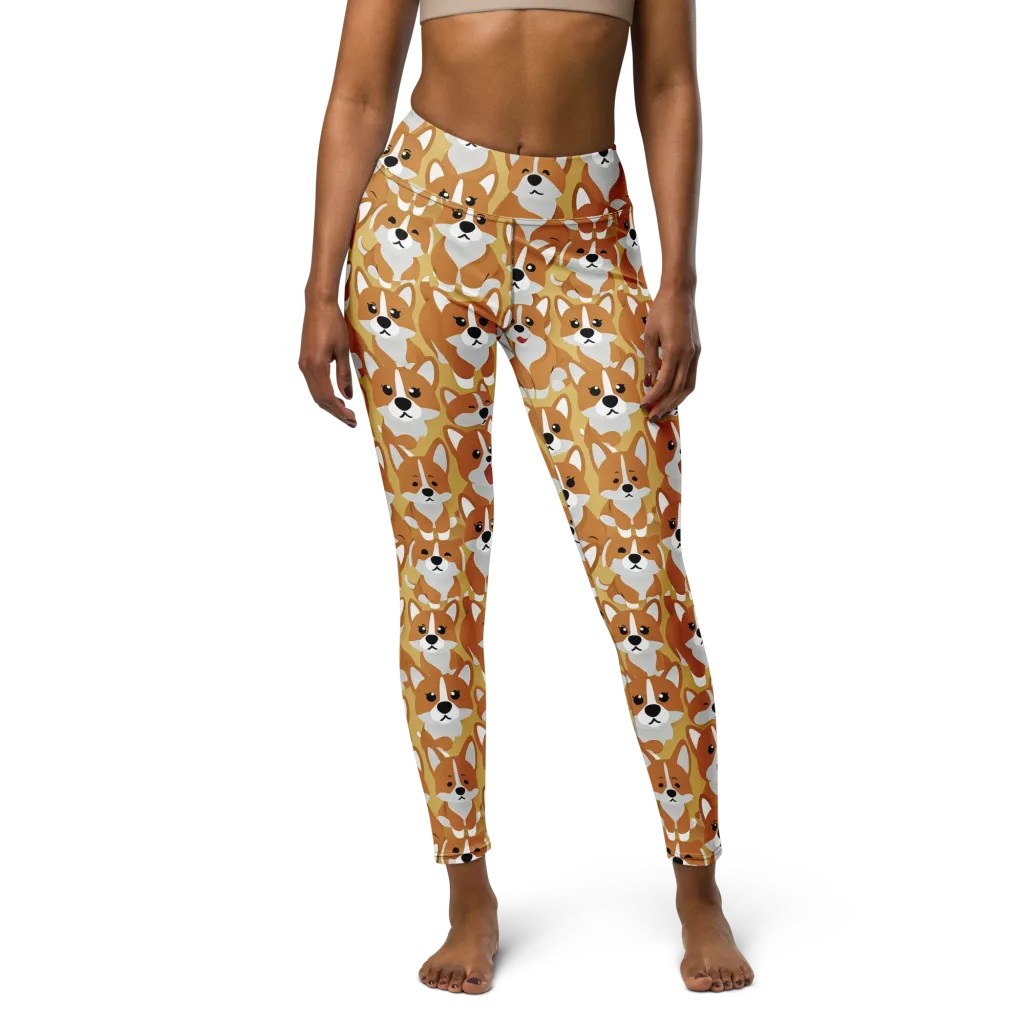 Amber Corgi Parade on Yoga Leggings — Front