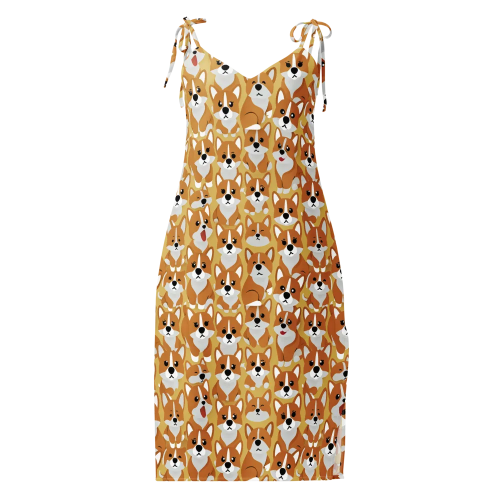Amber Corgi Parade on Slip Dress — Front
