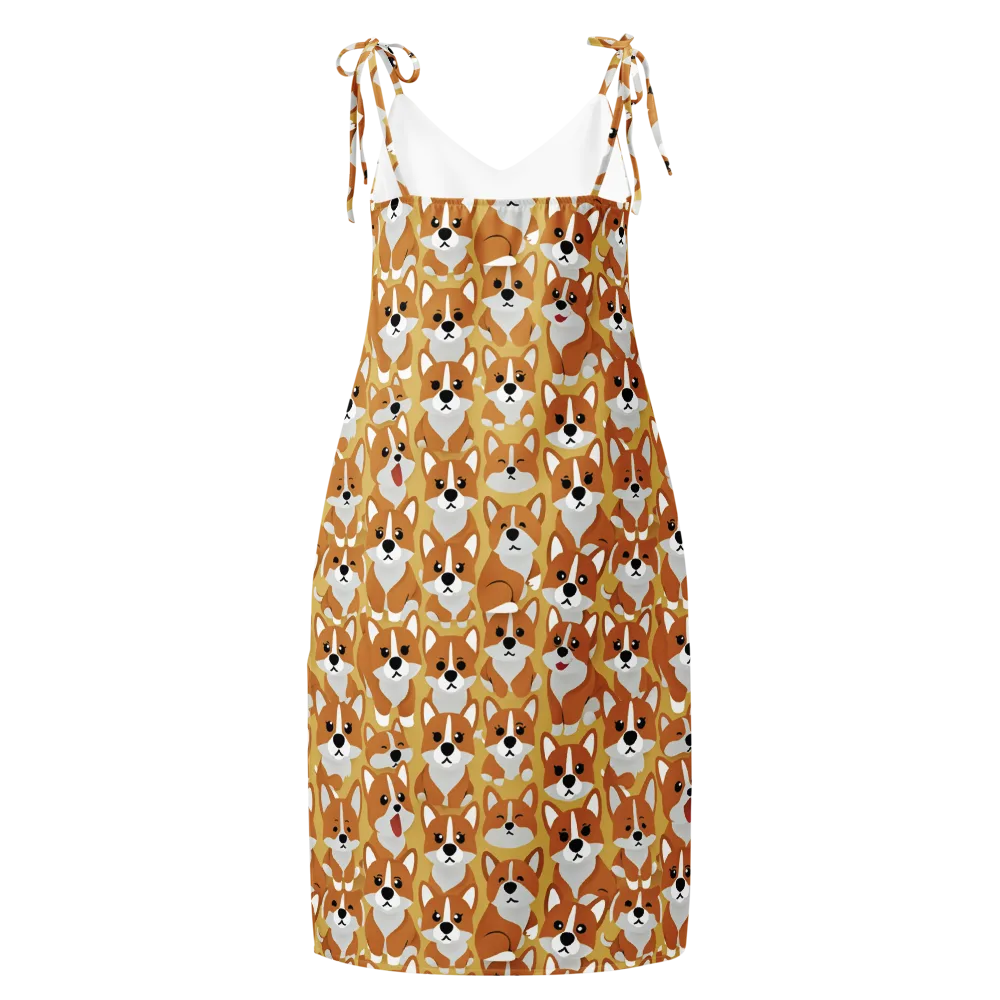 Amber Corgi Parade on Slip Dress — Back
