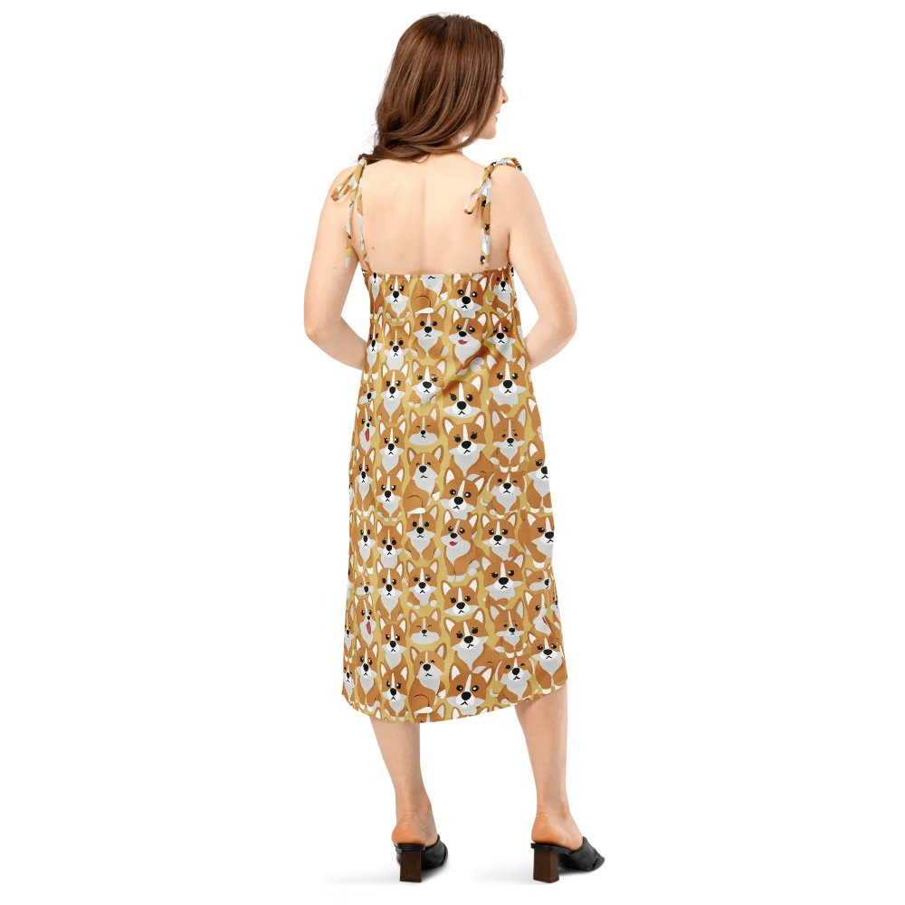 Amber Corgi Parade on Slip Dress — Back