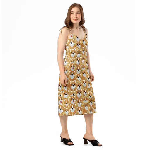 Amber Corgi Parade on a Slip Dress
