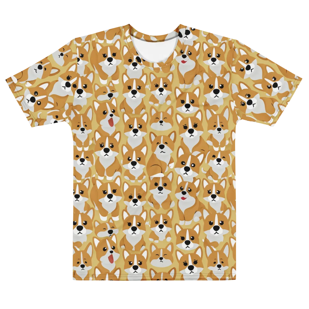 Amber Corgi Parade on Men's Cotton Crew Neck T-Shirt — Front