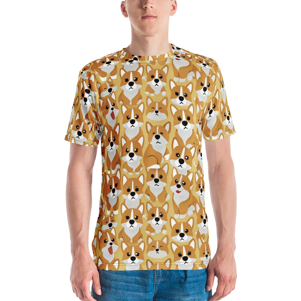Amber Corgi Parade on Men's Crew Neck T-Shirt — Front