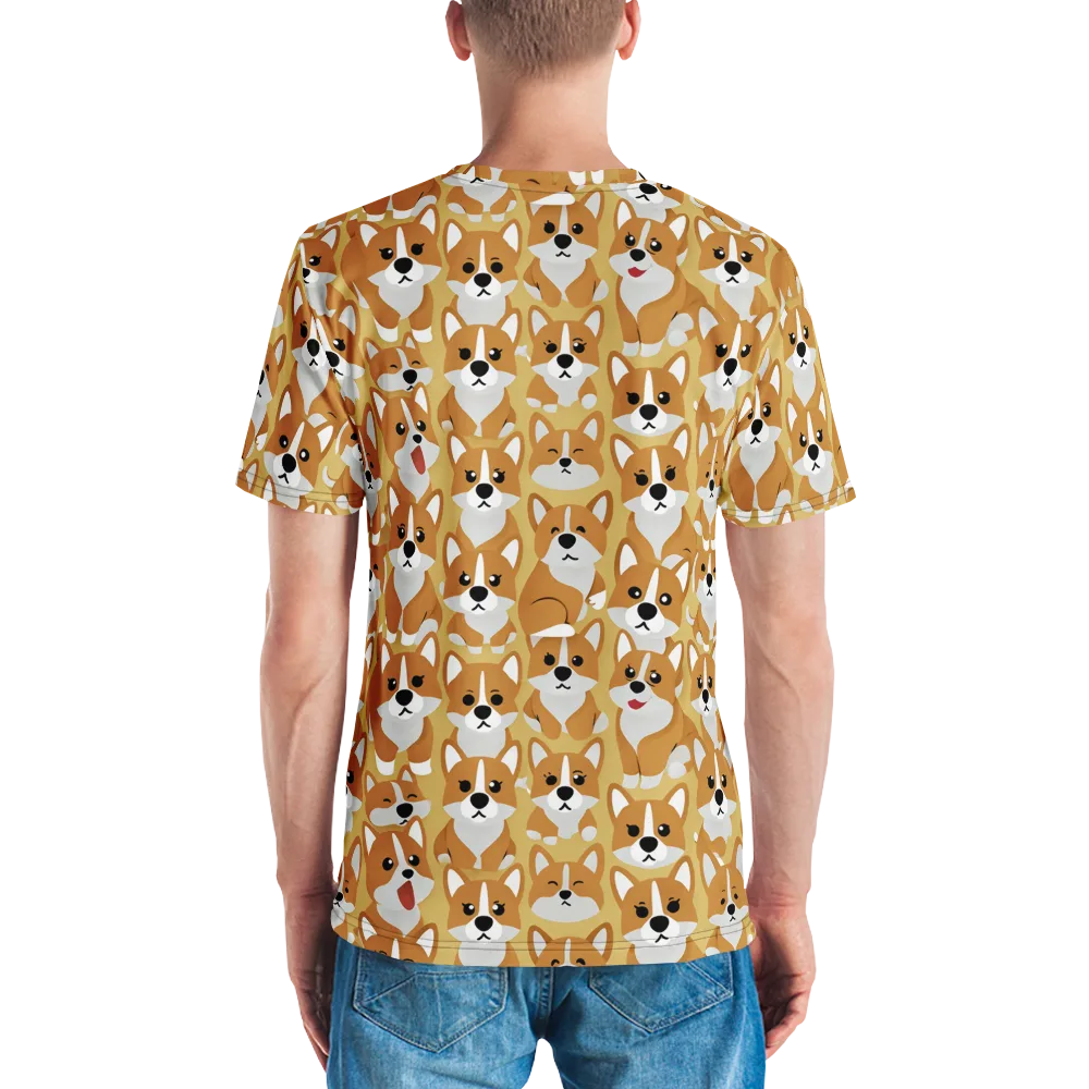 Amber Corgi Parade on Men's Crew Neck T-Shirt — Back