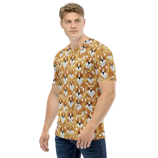 Amber Corgi Parade on a Men's Crew Neck T-Shirt