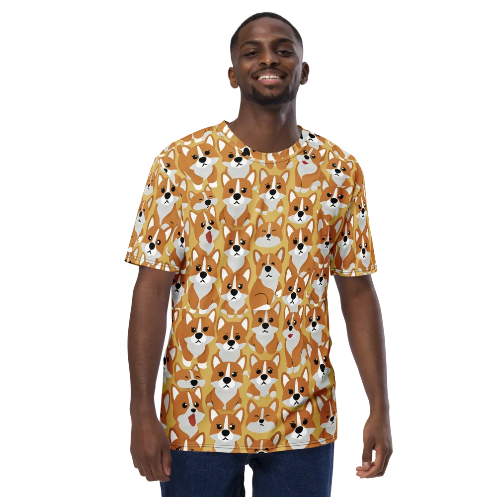 Amber Corgi Parade on Men's Crew Neck T-Shirt — Front