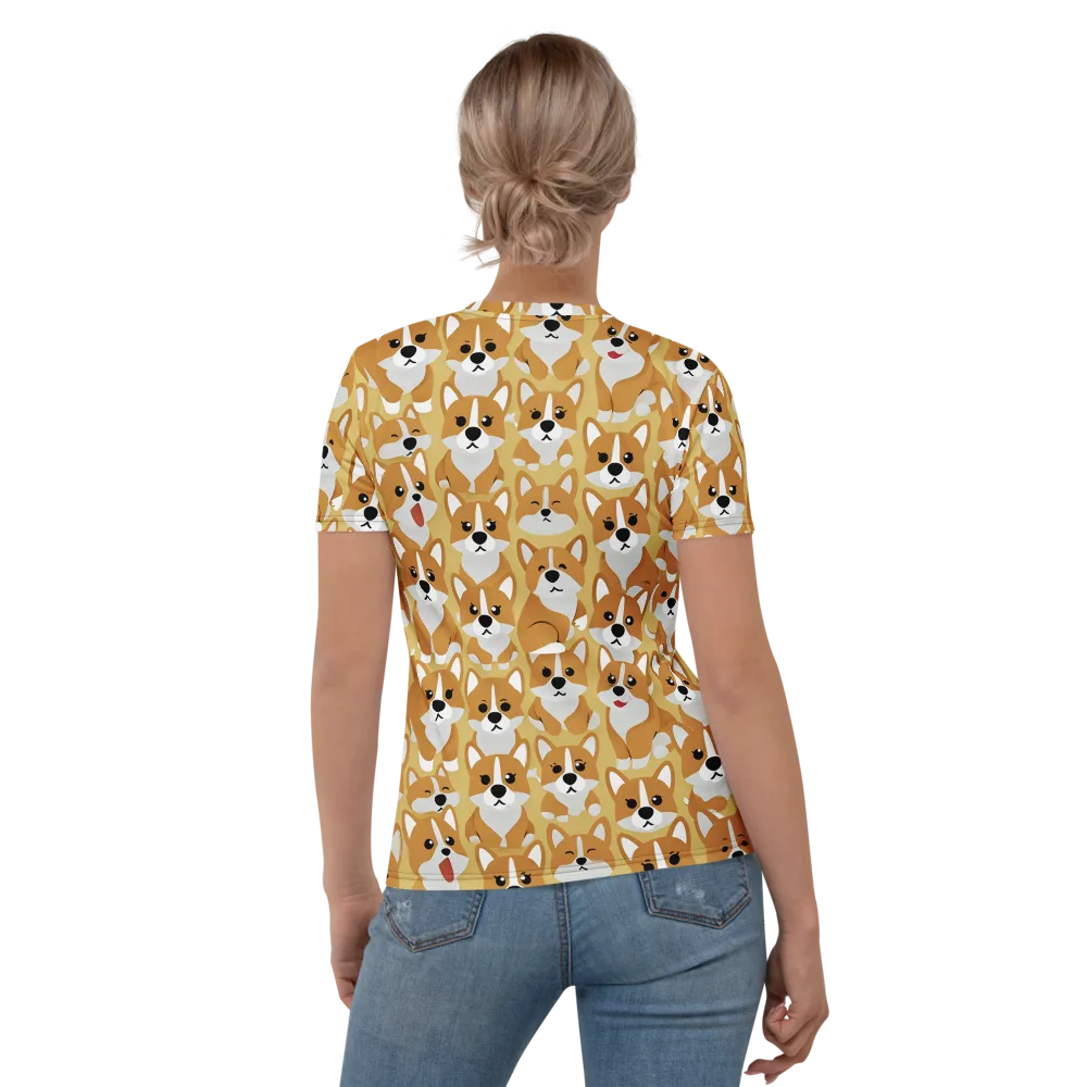 Amber Corgi Parade on Women's Crew Neck T-Shirt — Back