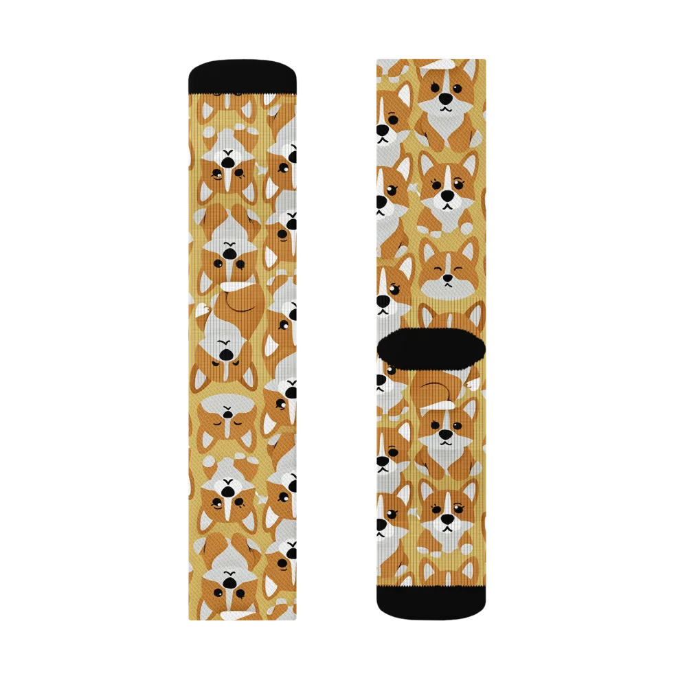 Amber Corgi Parade on Socks — Right Sock