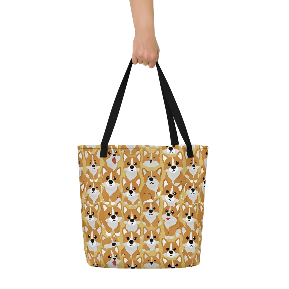 Amber Corgi Parade on Large Tote Bag W/ Pocket — Front