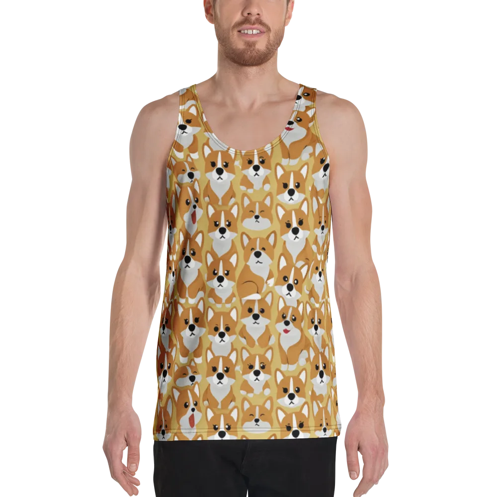 Amber Corgi Parade on Men's Tank Top — Front