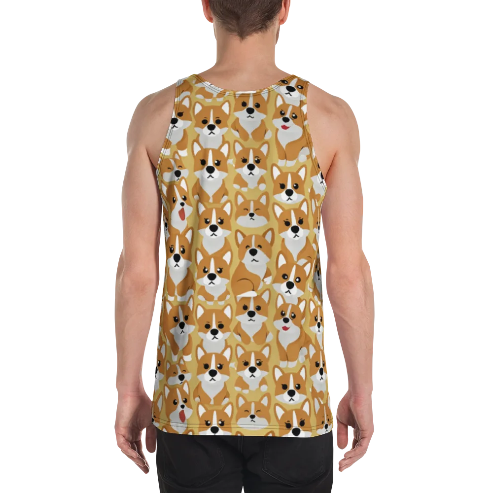 Amber Corgi Parade on Men's Tank Top — Back