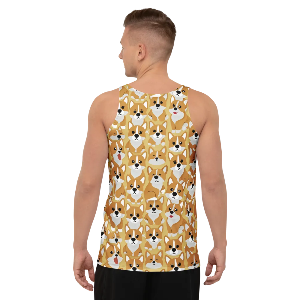 Amber Corgi Parade on Men's Tank Top — Back