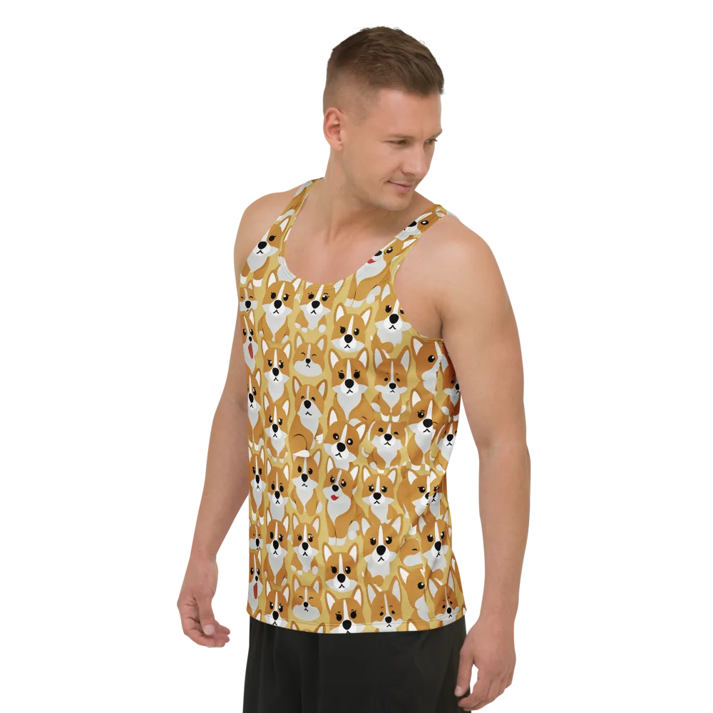 Amber Corgi Parade on Men's Tank Top — Left Front