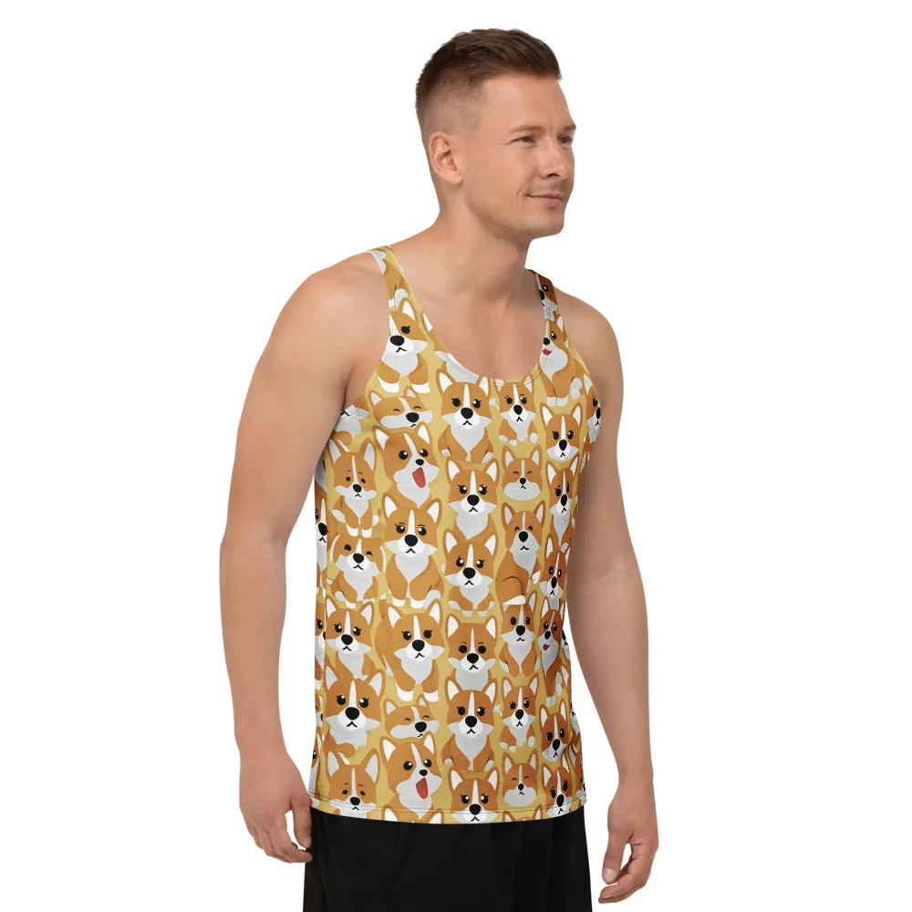 Amber Corgi Parade on Men's Tank Top — Right Front