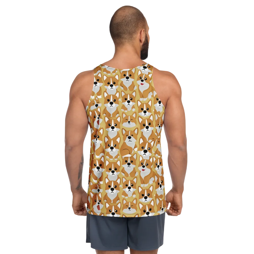 Amber Corgi Parade on Men's Tank Top — Back