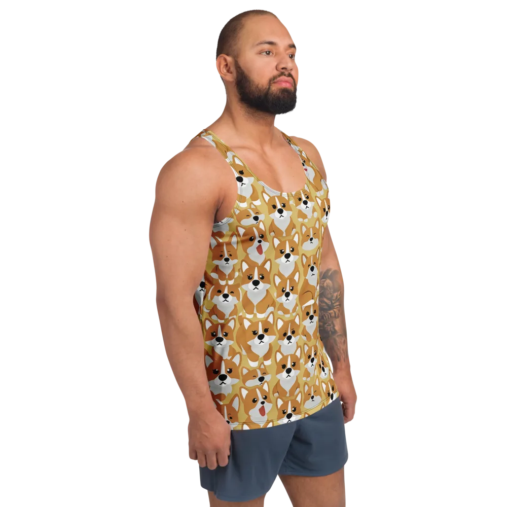 Amber Corgi Parade on Men's Tank Top — Right Front