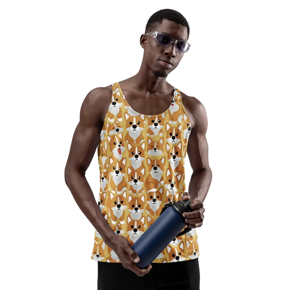 Amber Corgi Parade on Men's Tank Top — Front