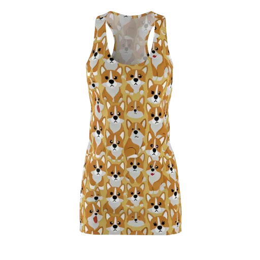 Amber Corgi Parade on a Racerback Dress
