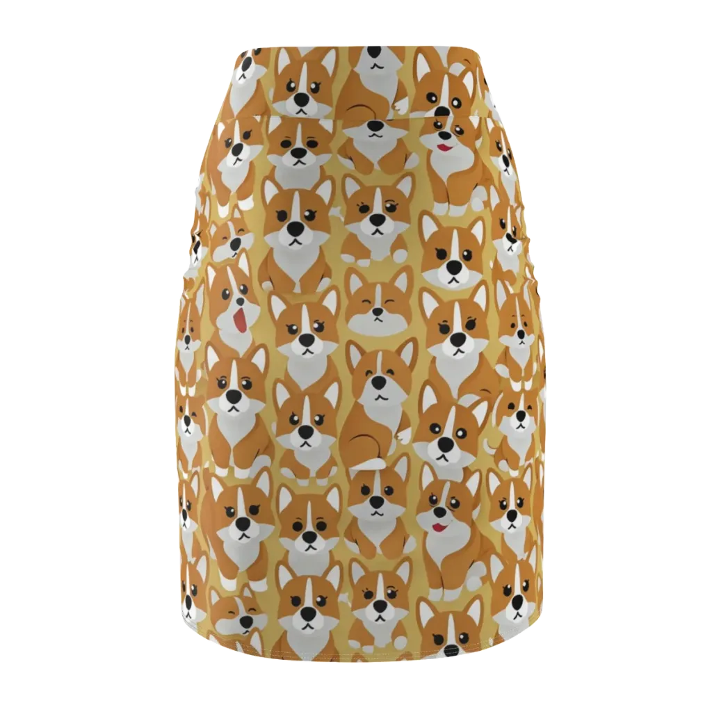 Amber Corgi Parade on Pencil Skirt — Back