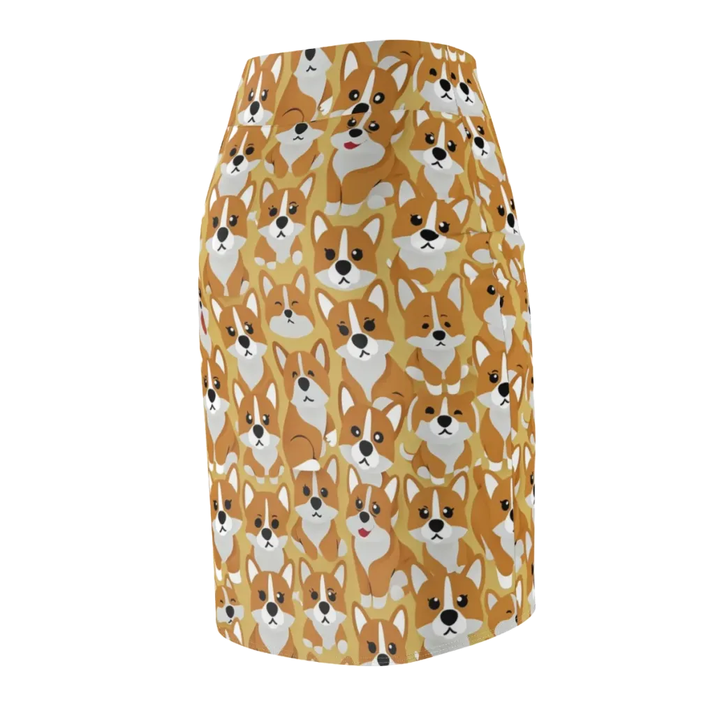 Amber Corgi Parade on Pencil Skirt — Back Side