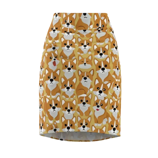 Amber Corgi Parade on a Pencil Skirt