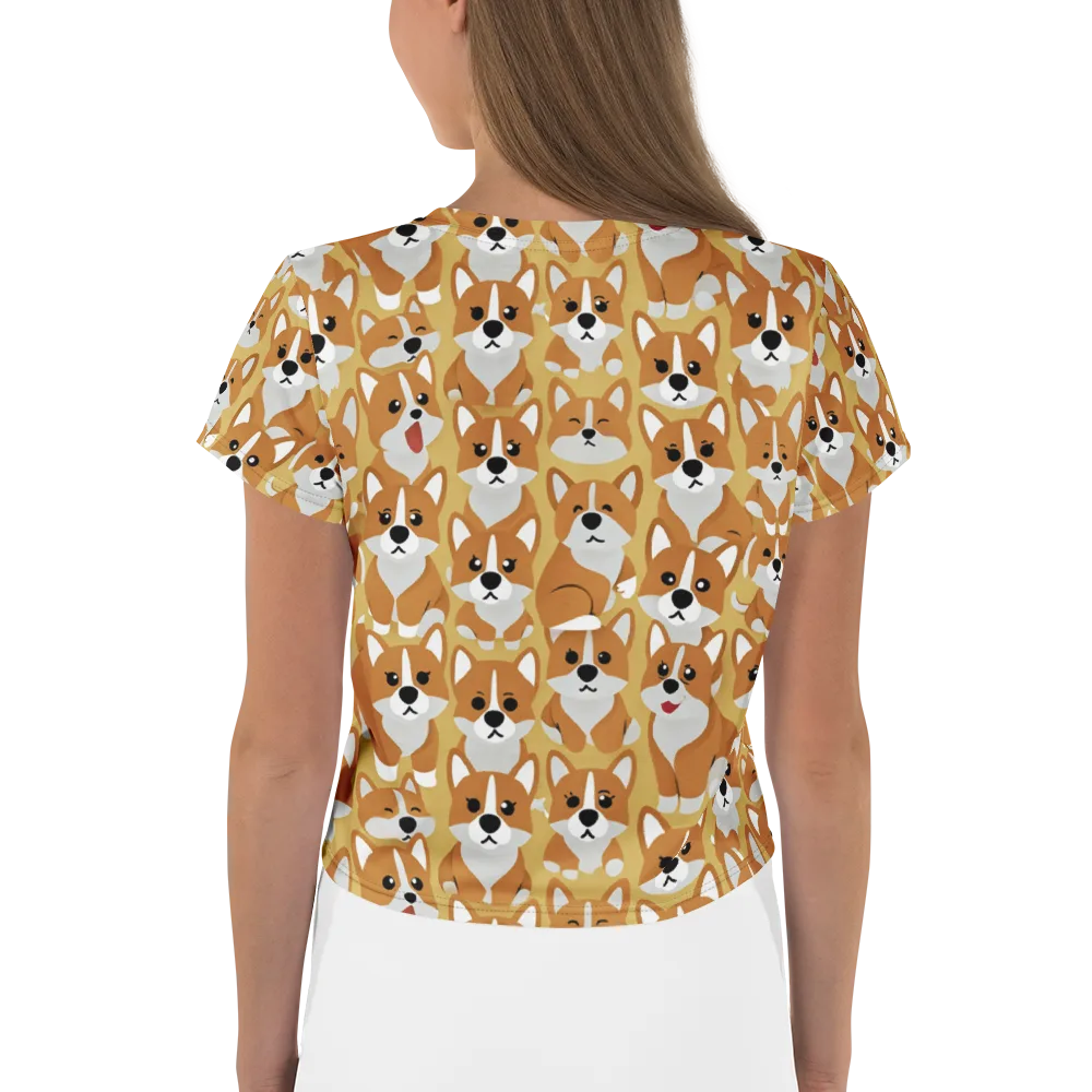 Amber Corgi Parade on Crop Tee — Back