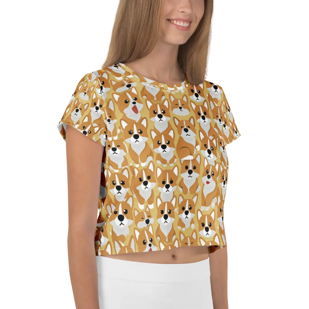 Amber Corgi Parade on Crop Tee — Right