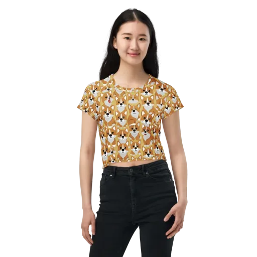 Amber Corgi Parade on a Crop Tee