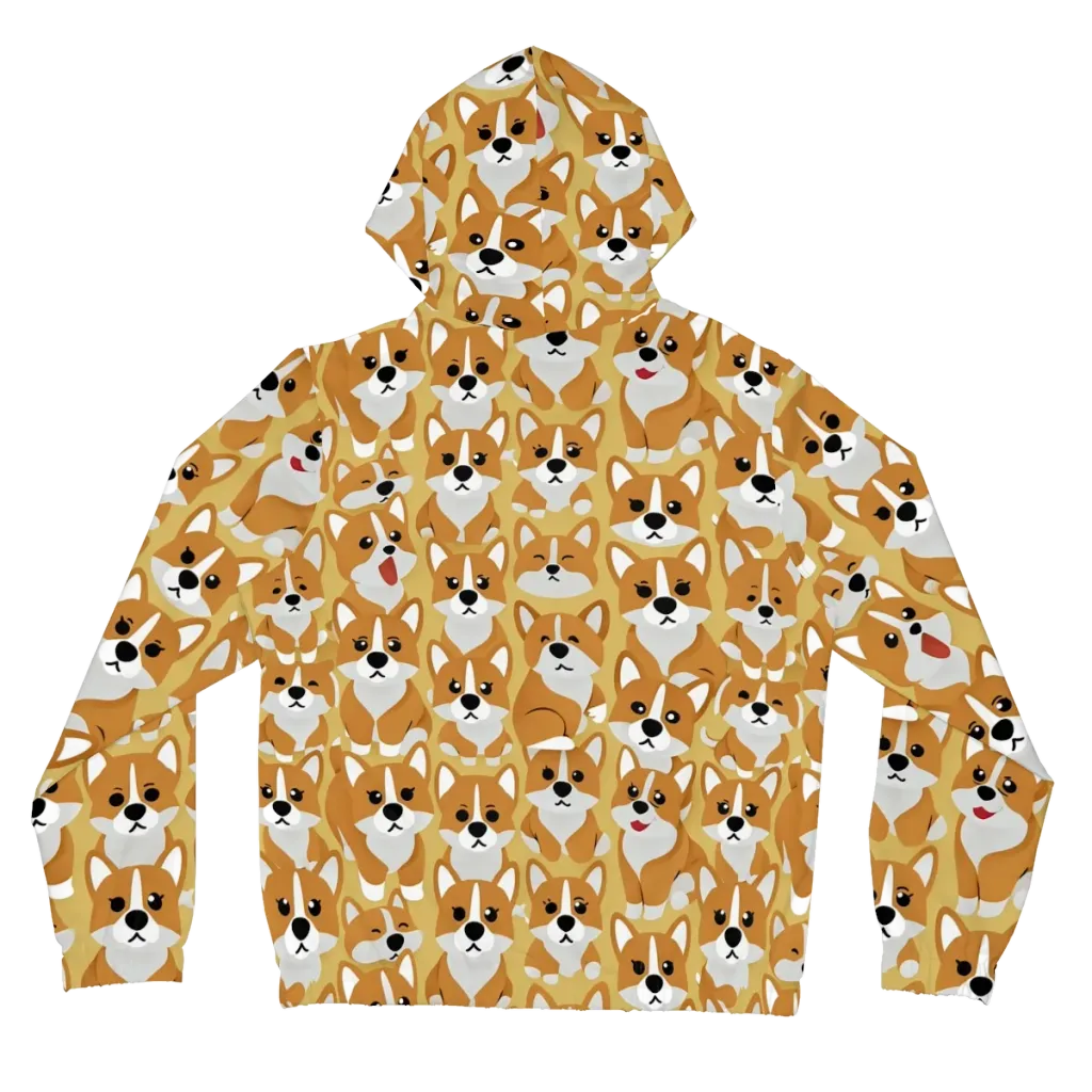 Amber Corgi Parade on Women's Full-Zip Hoodie — Back