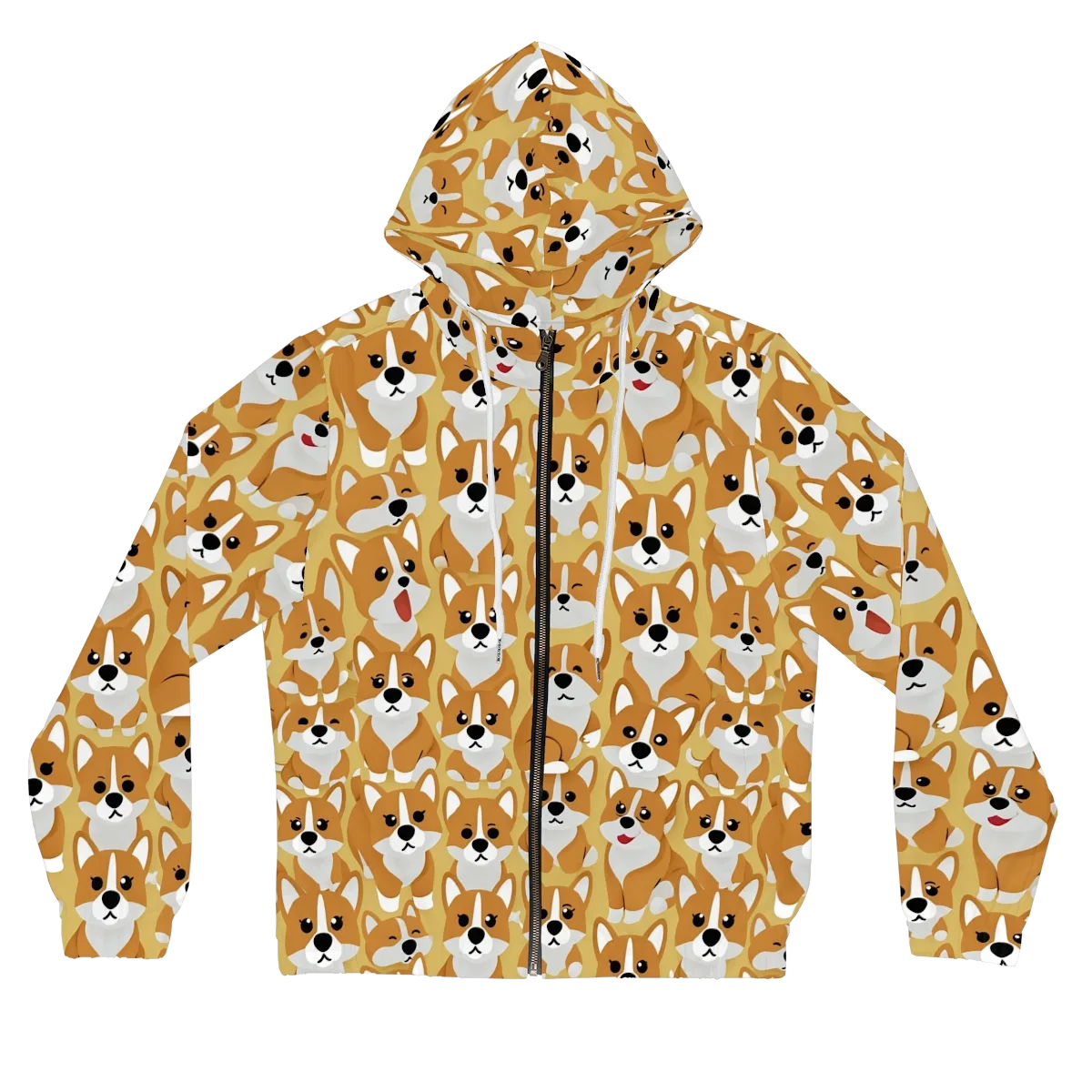 Amber Corgi Parade on Women's Full-Zip Hoodie — Front