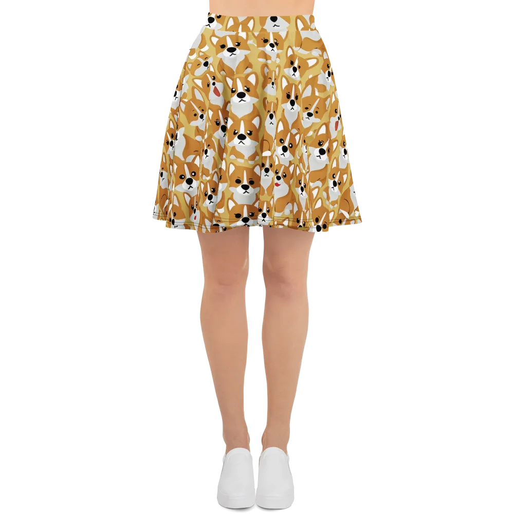 Amber Corgi Parade on Skater Skirt — Front