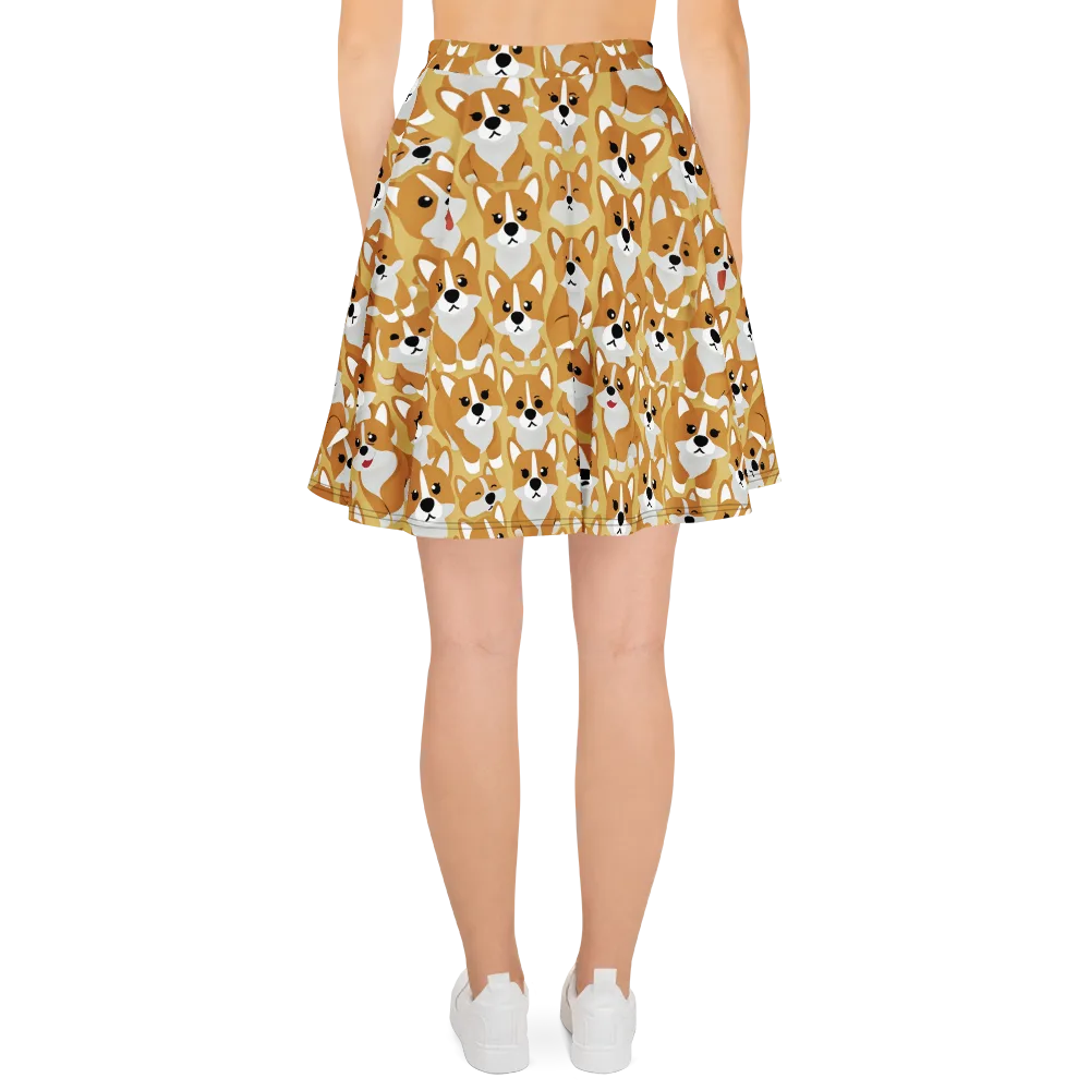 Amber Corgi Parade on Skater Skirt — Back