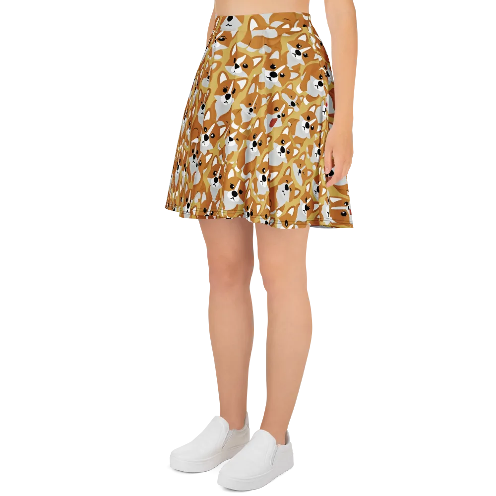 Amber Corgi Parade on Skater Skirt — Left