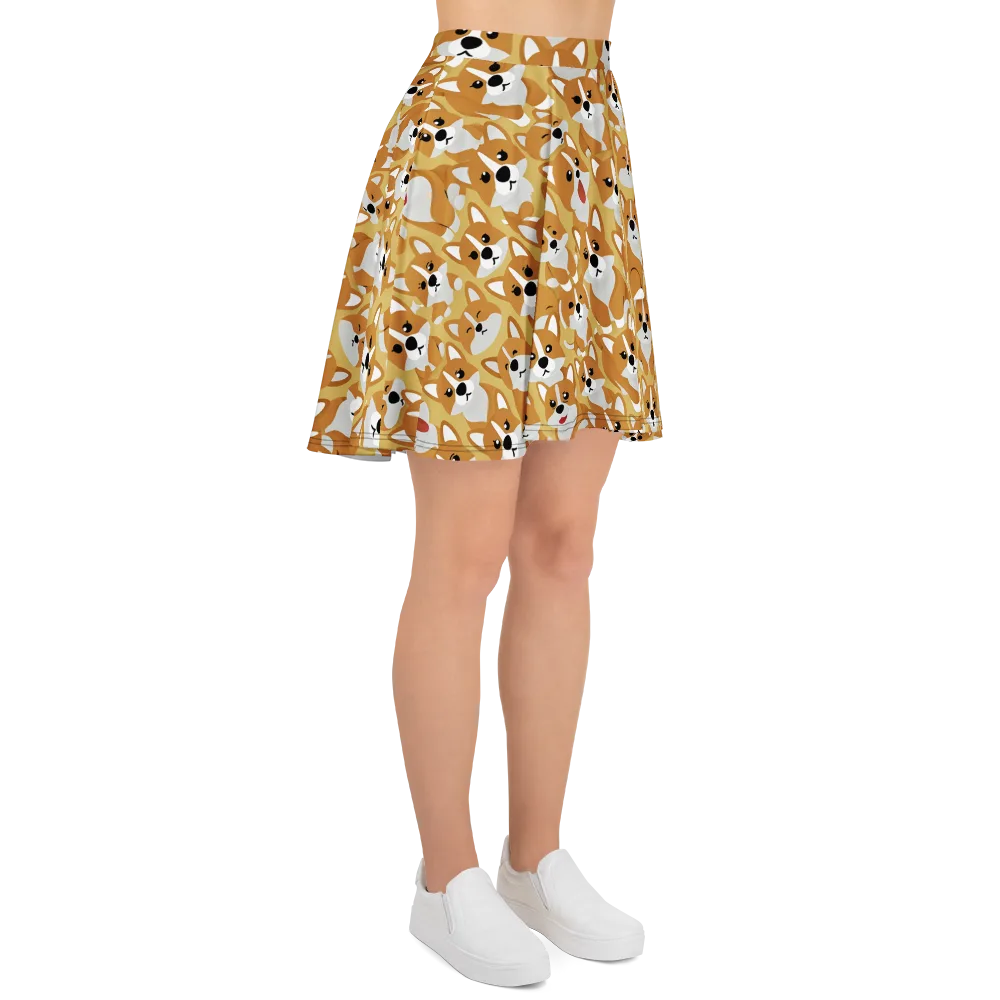 Amber Corgi Parade on Skater Skirt — Right