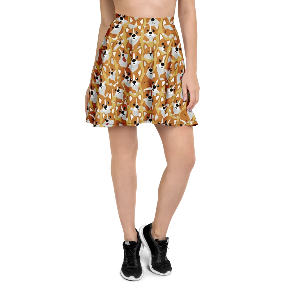 Amber Corgi Parade on Skater Skirt — Front