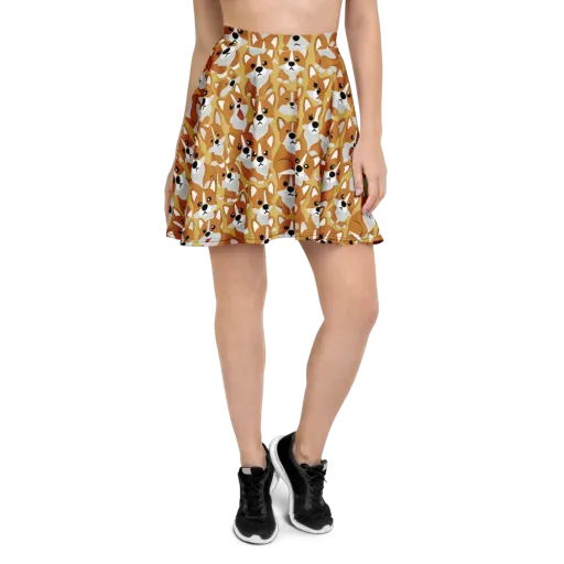 Amber Corgi Parade on a Skater Skirt