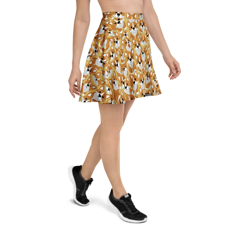 Amber Corgi Parade on Skater Skirt — Right