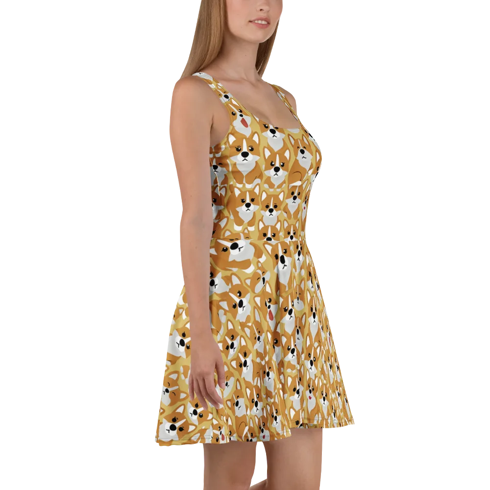 Amber Corgi Parade on Skater Dress — Right