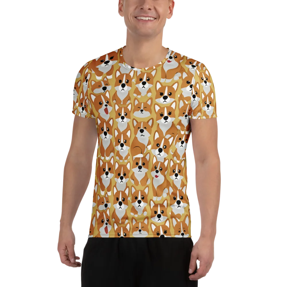 Amber Corgi Parade on Men's Athletic T-Shirt — Front