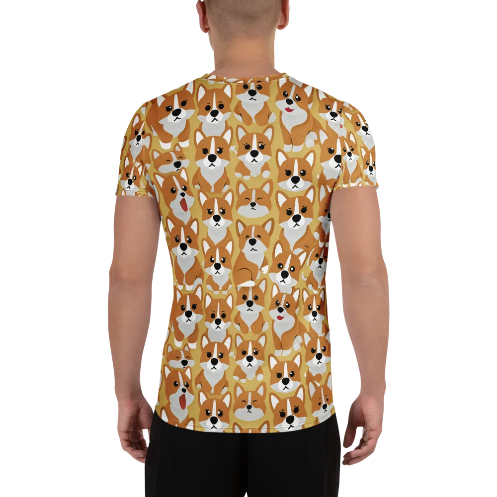 Amber Corgi Parade on Men's Athletic T-Shirt — Back