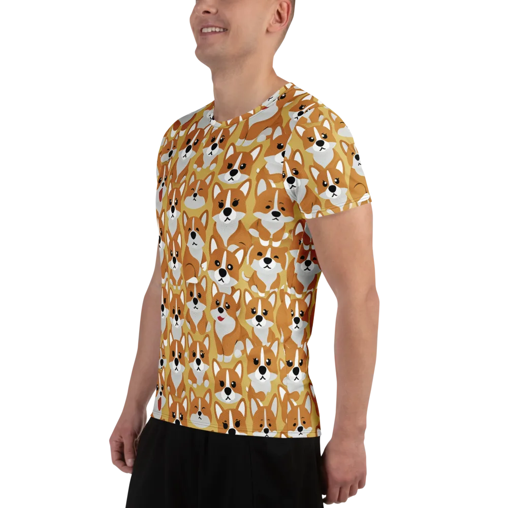 Amber Corgi Parade on Men's Athletic T-Shirt — Left