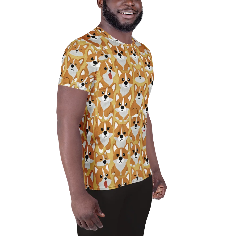 Amber Corgi Parade on Men's Athletic T-Shirt — Right
