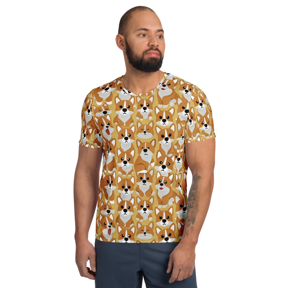 Amber Corgi Parade on Men's Athletic T-Shirt — Front