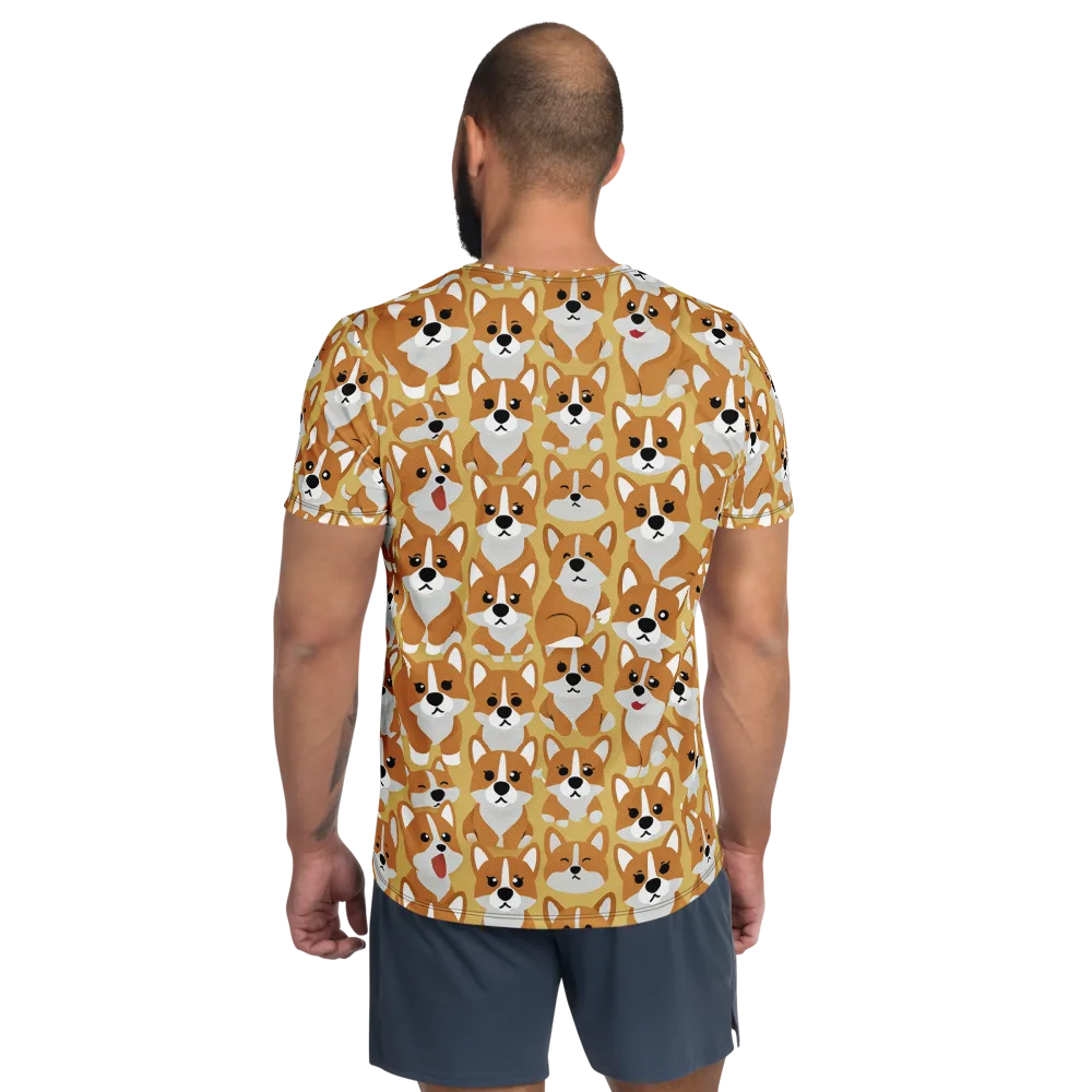 Amber Corgi Parade on Men's Athletic T-Shirt — Back