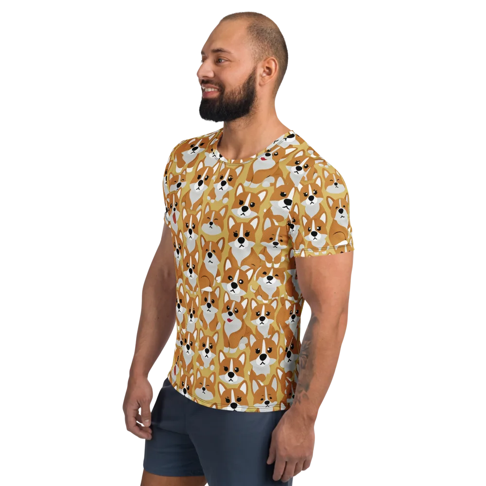 Amber Corgi Parade on Men's Athletic T-Shirt — Left