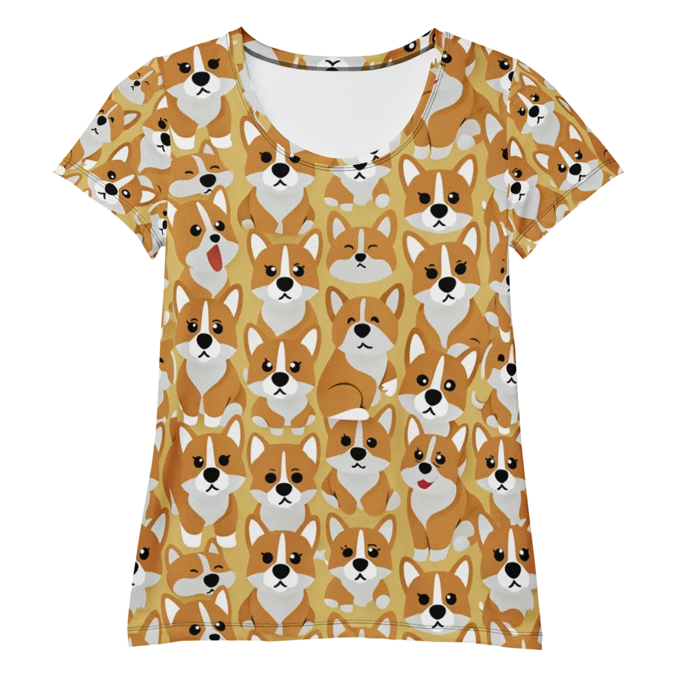 Amber Corgi Parade on Women's Athletic T-Shirt — Front