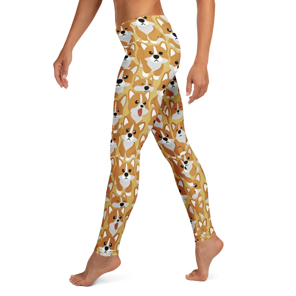 Amber Corgi Parade on Leggings — Left