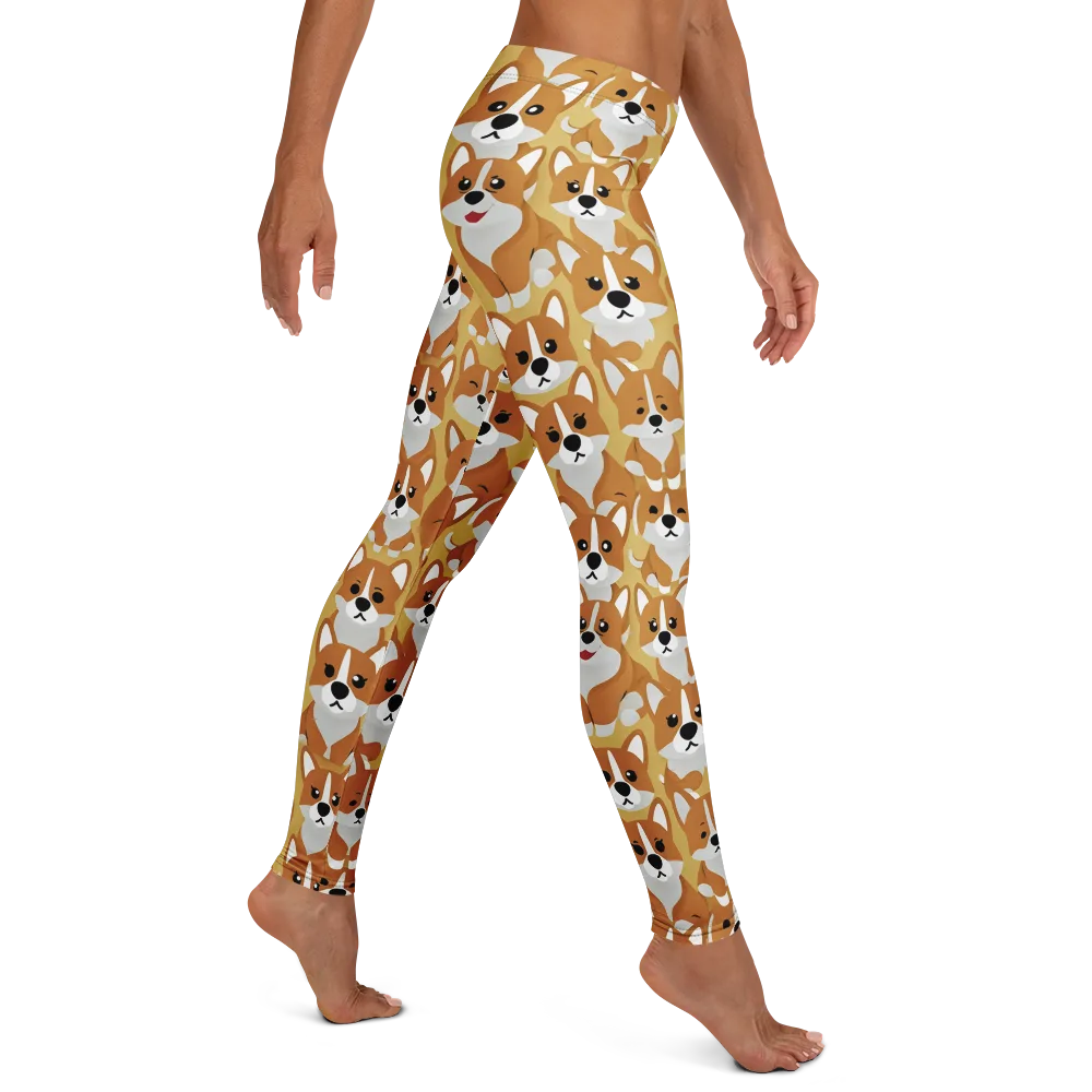 Amber Corgi Parade on Leggings — Right