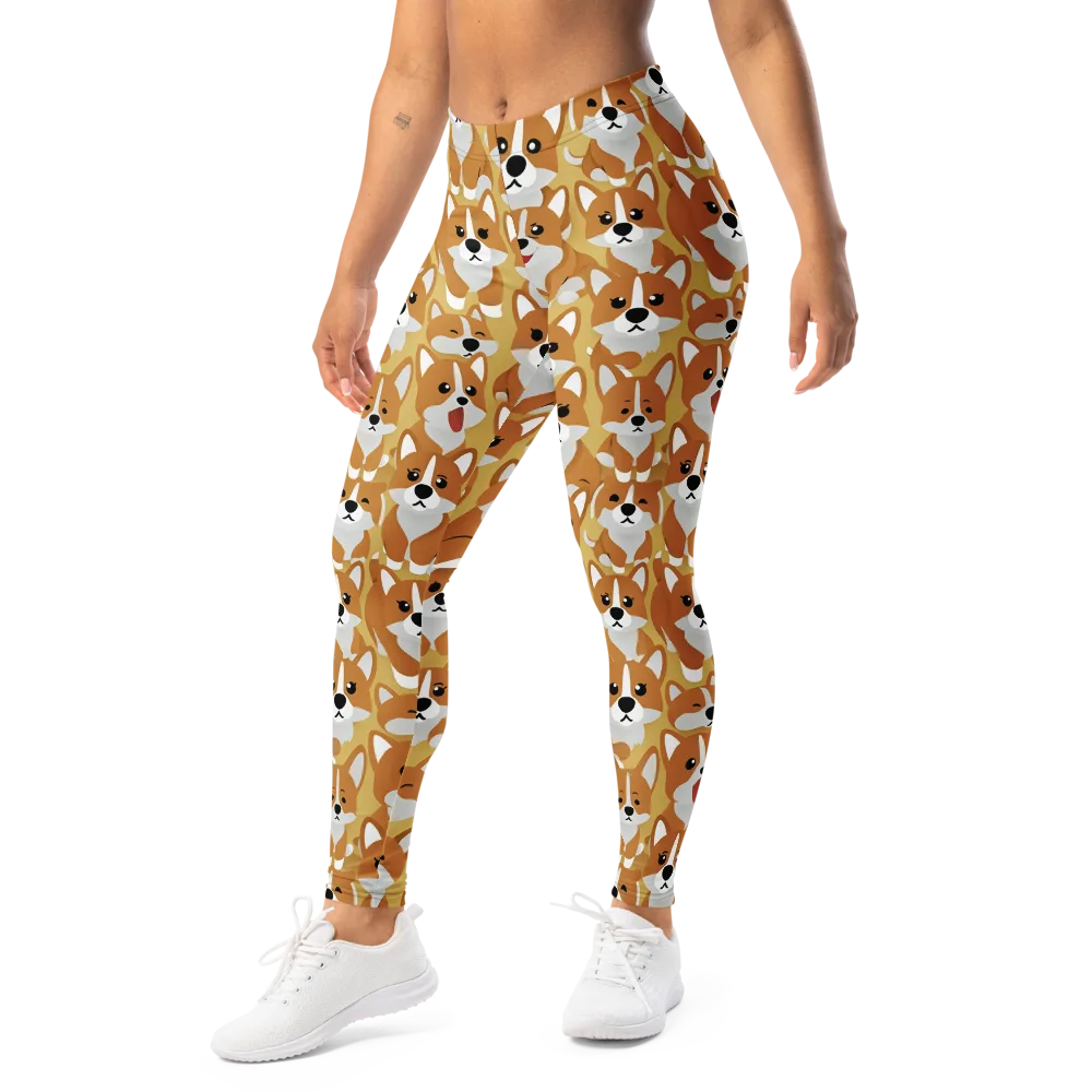Amber Corgi Parade on Leggings — Left Front